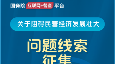 我操骚货视频国务院“互联网+督查”平台公开征集阻碍民营经济发展壮大问题线索